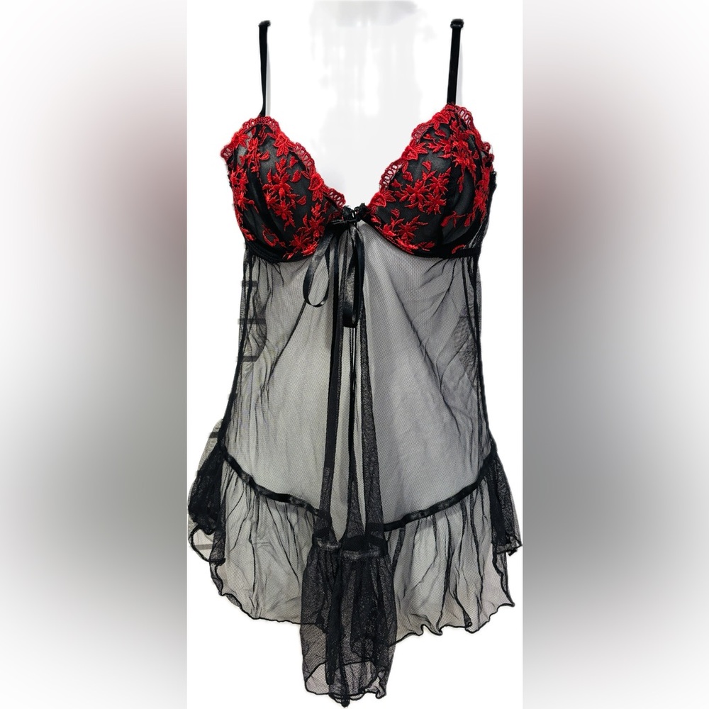 Gorgeous Black and Red Sheer Babydoll